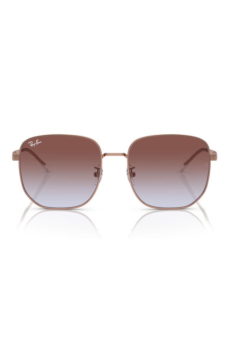 57mm Gradient Irregular Sunglasses, Main, color, ROSE GOLD / LIGHT BLUE VIOLET
