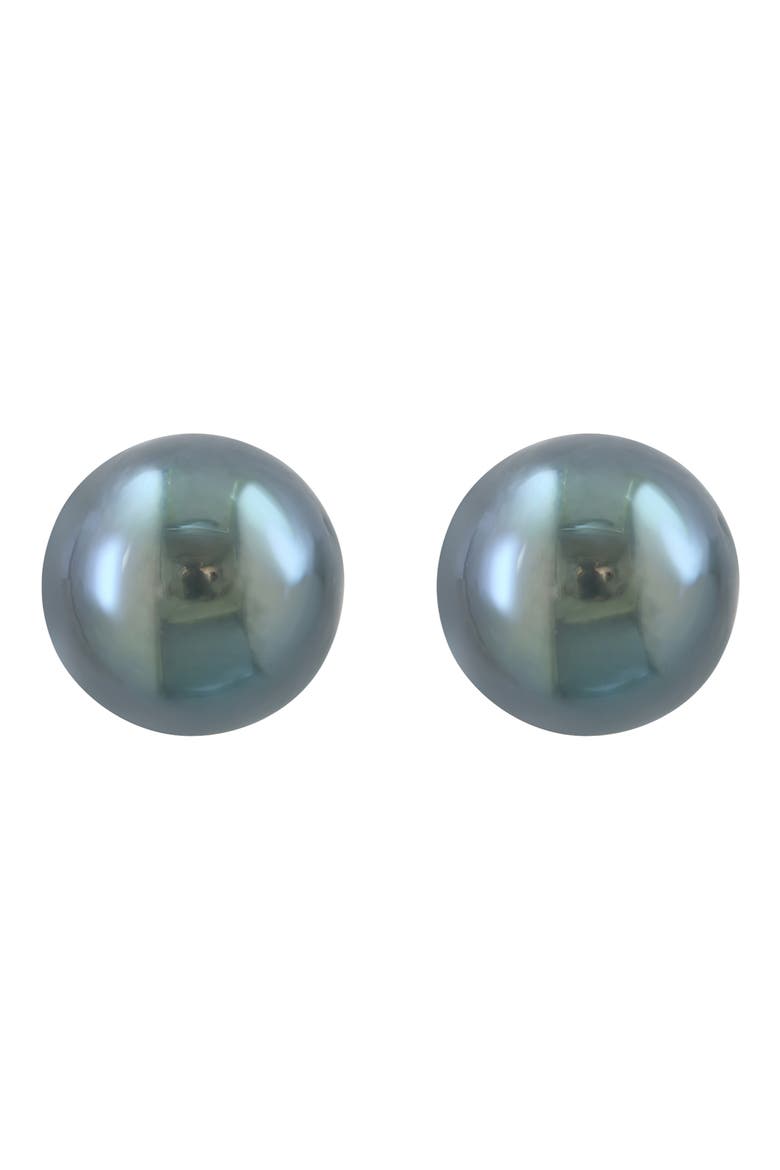 Tahititan Pearl Stud Earrings, Main, color, BLACK