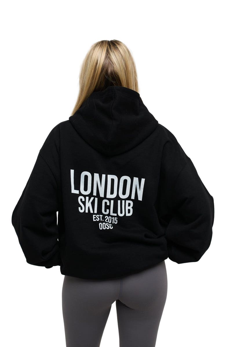 OOSC London Ski Club Oversize Hoodie - Black, Alternate, color, 