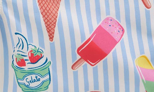 Shop Mini Boden Kids' Print Swim Trunks In Blue Ice Cream