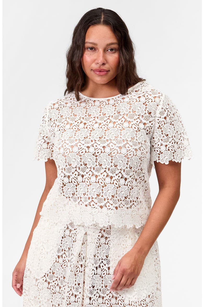LouLou Lace Cotton Top, Alternate, color, MILK