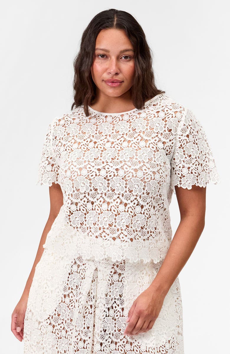 Clare V. LouLou Lace Cotton Top, Alternate, color, Milk