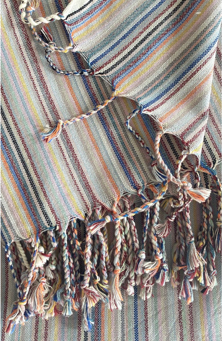 Eco Hilana Casablanca Sustainable Striped Turkish Towel / Blanket Beige, Alternate, color, Beige