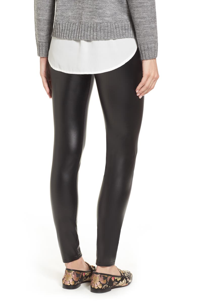 Oroblu Plush Lined Faux Leather Leggings, Alternate, color, 