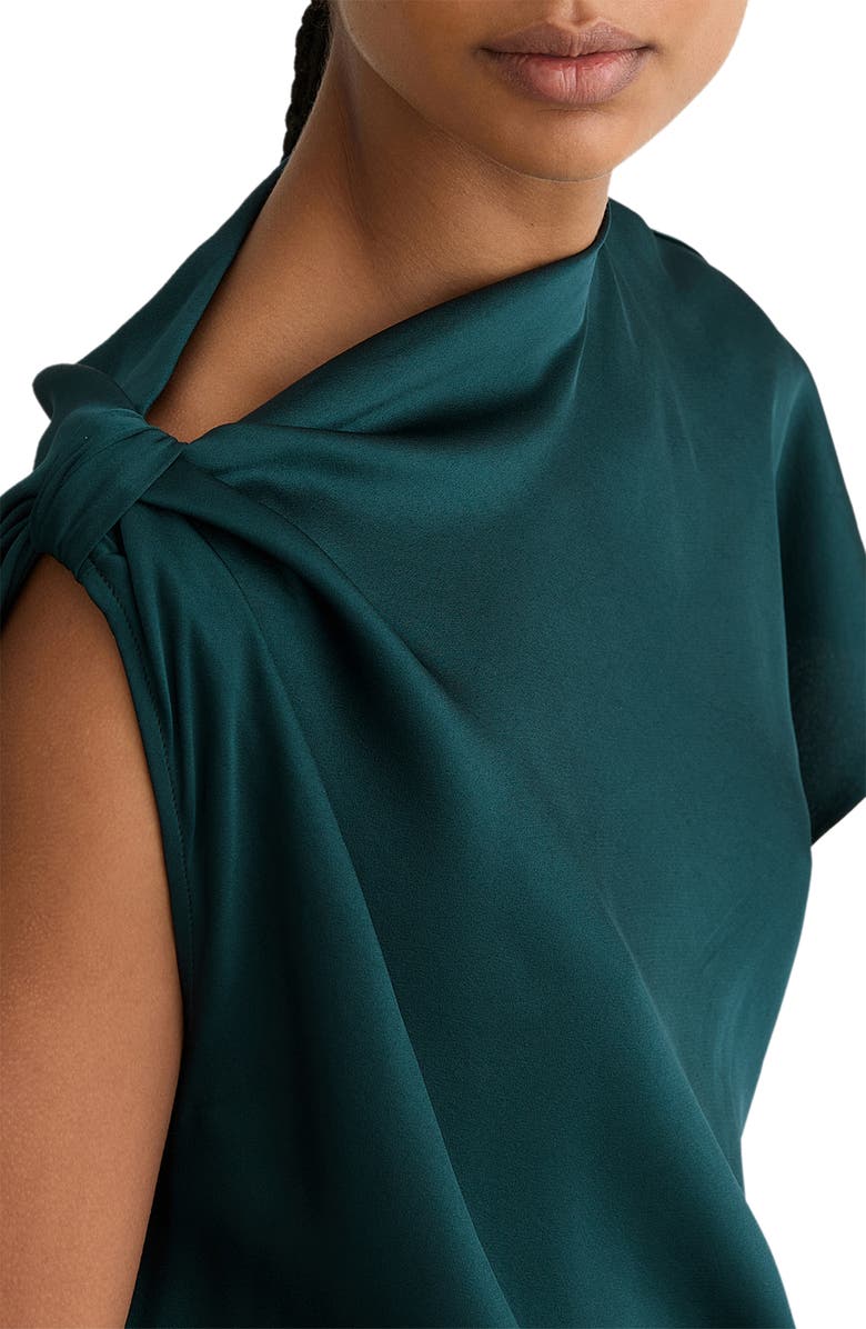 Reiss Kenzie Asymmetric Satin Dress, Alternate, color, Teal Green