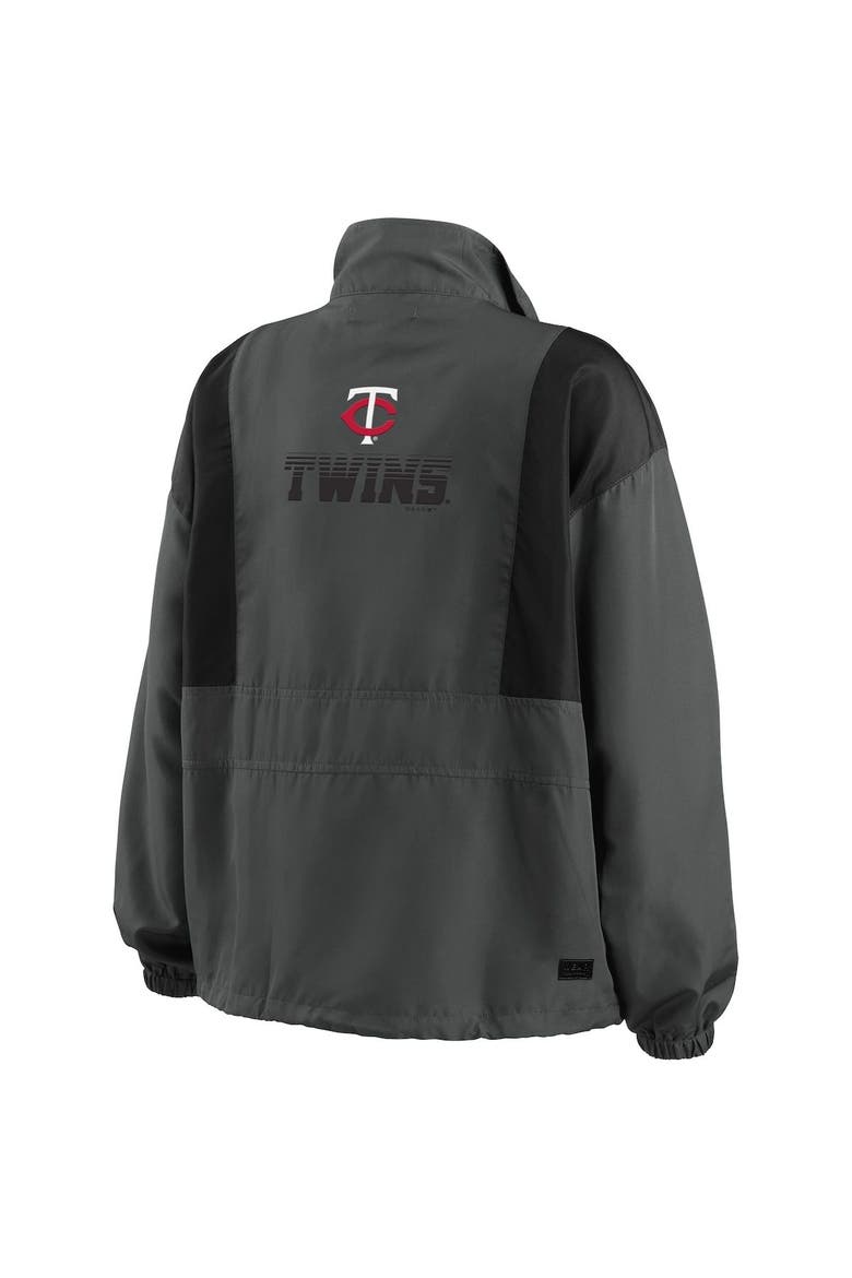 Women's WEAR by Erin Andrews Charcoal Minnesota Twins Packable Half-Zip Jacket, Alternate, color, Charcoal