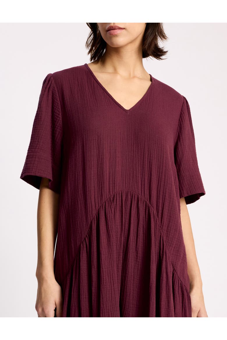 Cheesecloth V-Neck Tunic Maxi Dress, Alternate, color, Red