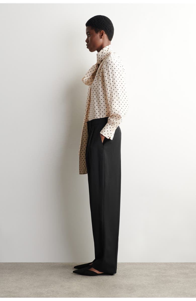 COS Scarf-Detail Polka-Dot Shirt, Alternate, color, Ivory / Black / Polka Dot