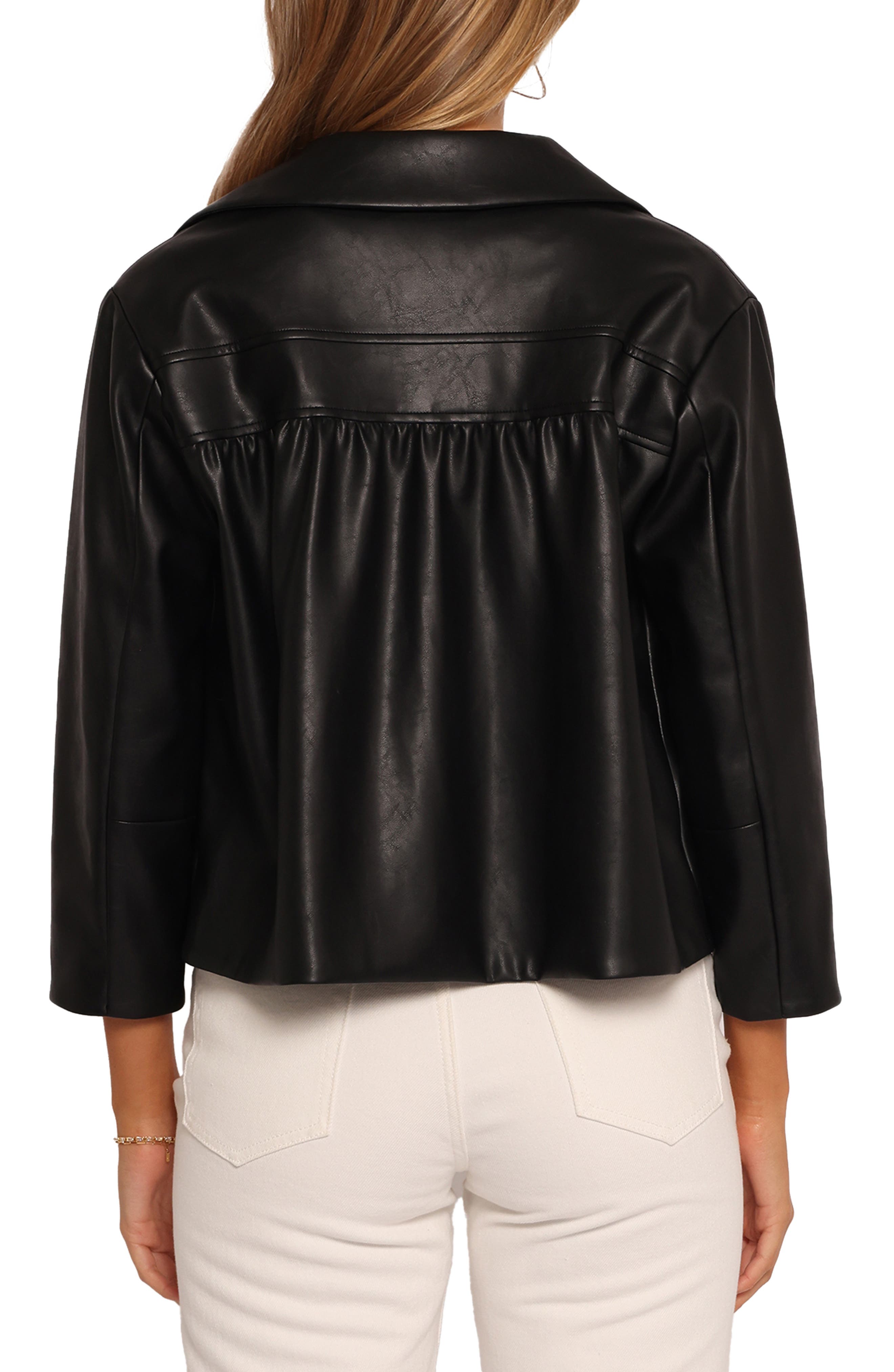Evora Crop Faux Leather Jacket - image 2