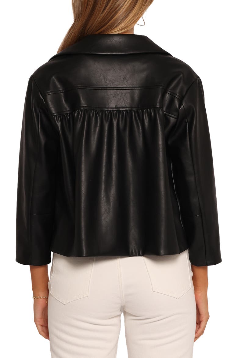 Evora Crop Faux Leather Jacket, Alternate, color, BLACK