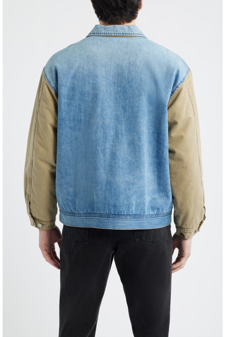 Bleachers Varsity Jacket, Alternate, color, WASHED DENIM/ CREAM