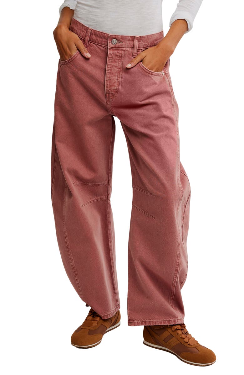 Free People Good Luck Mid Rise Barrel Leg Jeans, Main, color, Sunsetter