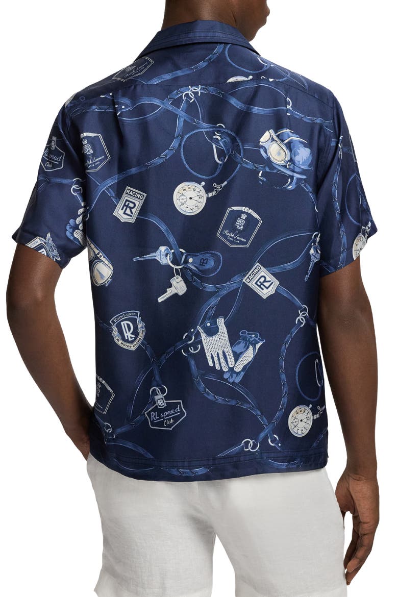 Automobile Print Silk Twill Camp Shirt, Alternate, color, RL SPEED CLUB RACING NAVY