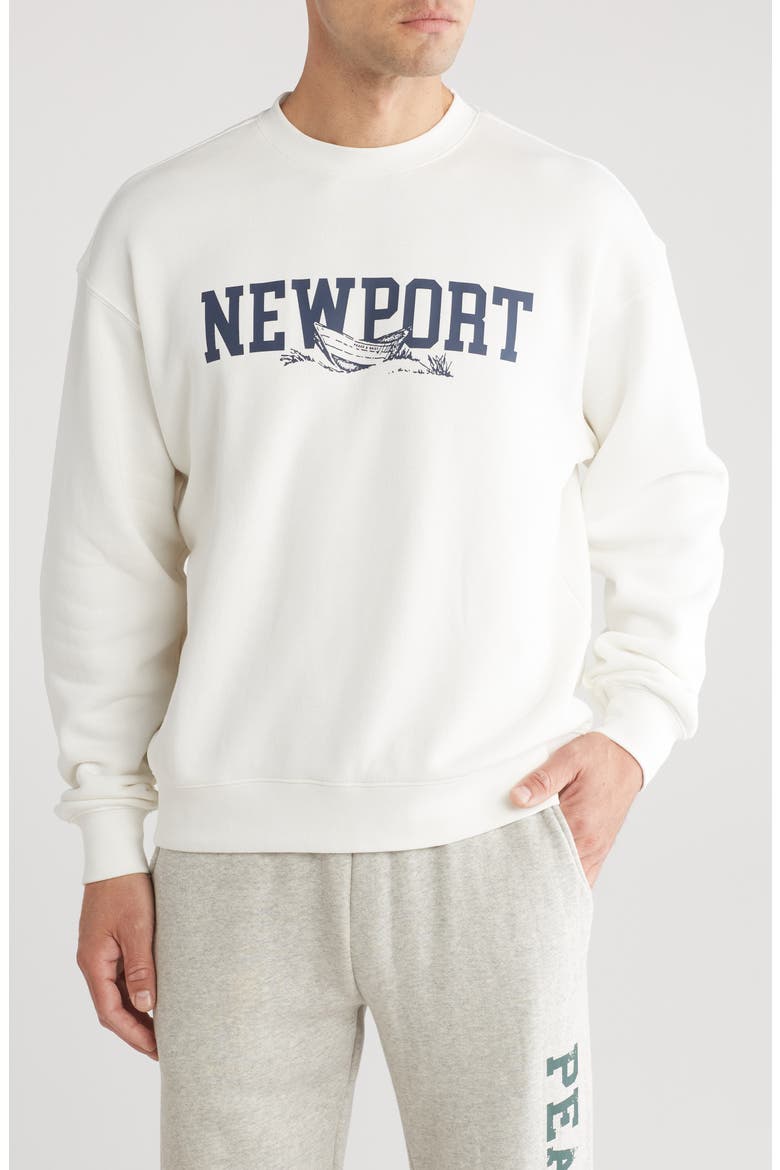 Newport Crewneck Cotton Graphic Sweatshirt, Main, color, WHITE