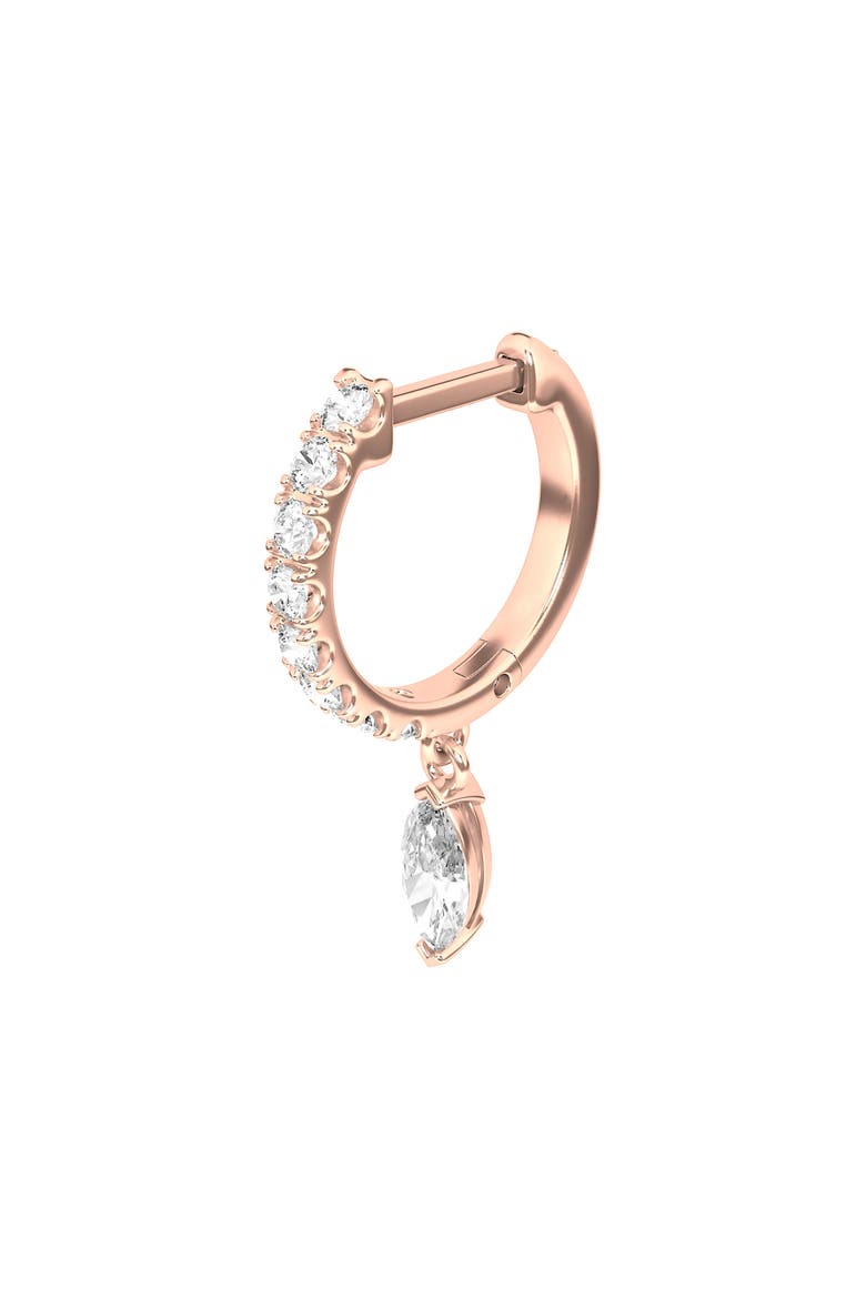 Lab Created Diamond Drop Huggie Hoop Earrings, Alternate, color, 18K ROSE GOLD