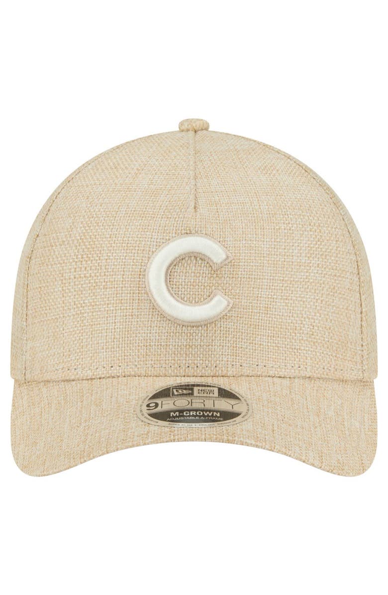New Era Men's New Era Beige Chicago Cubs Cotton Weave M-Crown A-Frame 9FORTY Adjustable Hat, Alternate, color, Beige