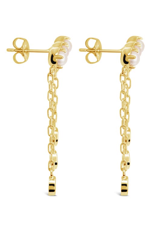 Sterling Forever Rhiannon Cultured Pearl & Cubic Zirconia Drop Earrings In Gold