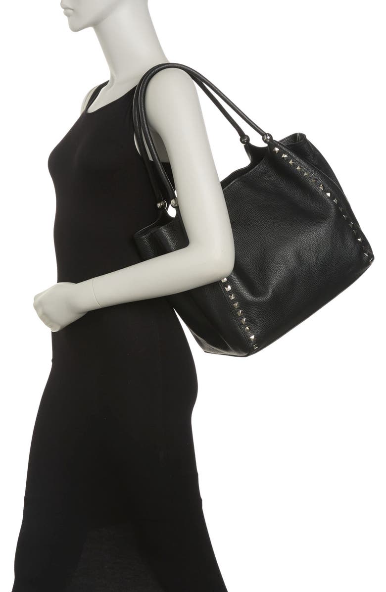 RENATA CORSI Studded Leather Shoulder Bag, Main, color,