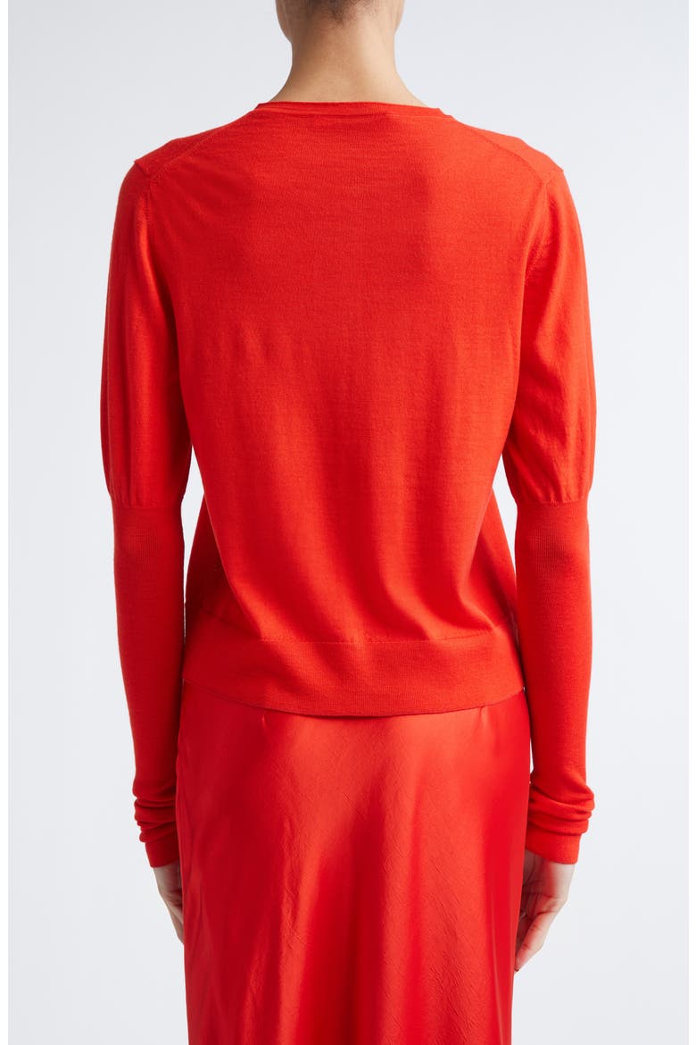 Puff Sleeve Merino Wool Cardigan, Alternate, color, PAPAYA