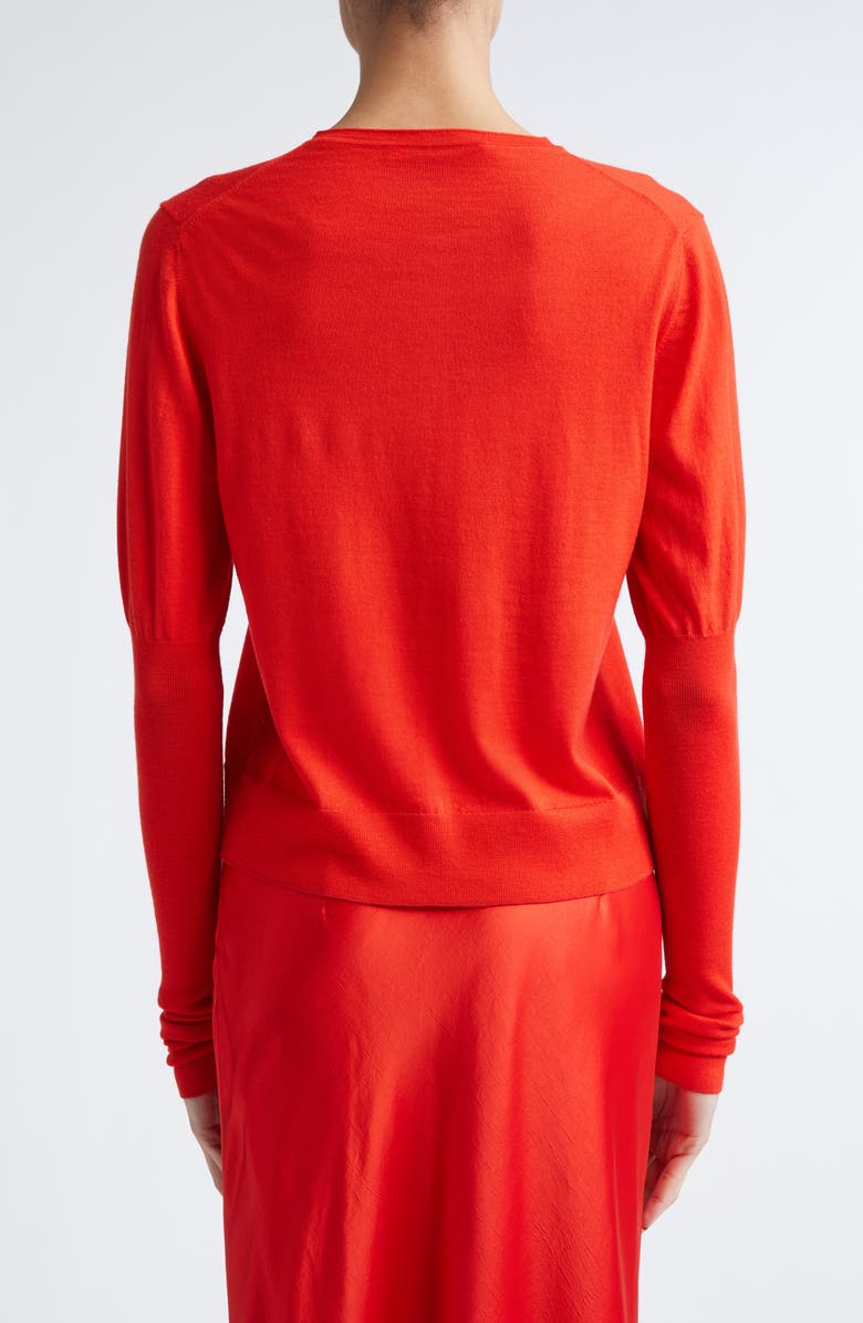 Jason Wu Collection Puff Sleeve Merino Wool Cardigan, Alternate, color, Papaya