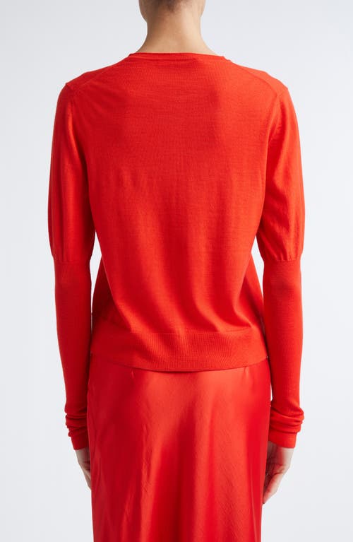 Jason Wu Collection Puff Sleeve Merino Wool Cardigan In Orange