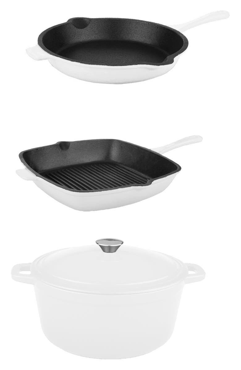 BergHOFF 4-Piece Cast Iron Cookware Set, Main, color, White