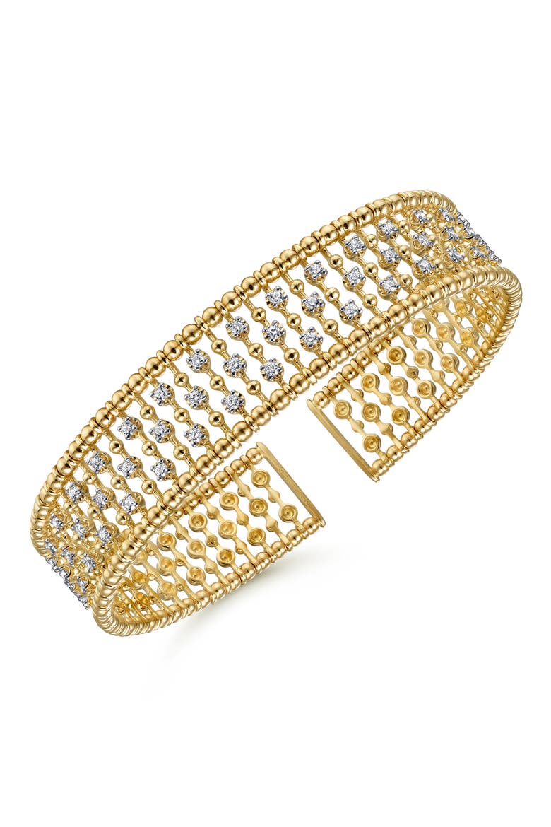 Diamond 14K Gold Wide Cage Cuff Bracelet, Alternate, color, 14K YELLOW GOLD