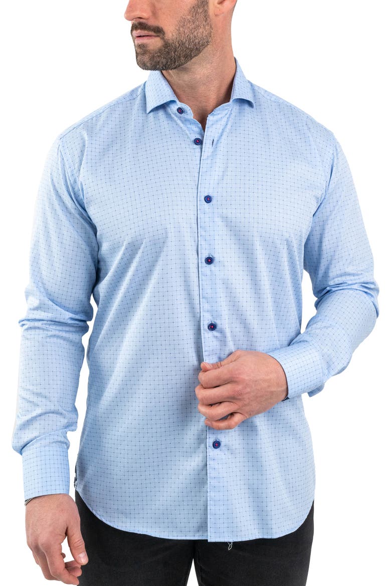 Einstein Jacqpointsquare Blue Button-Up Shirt, Alternate, color, BLUE
