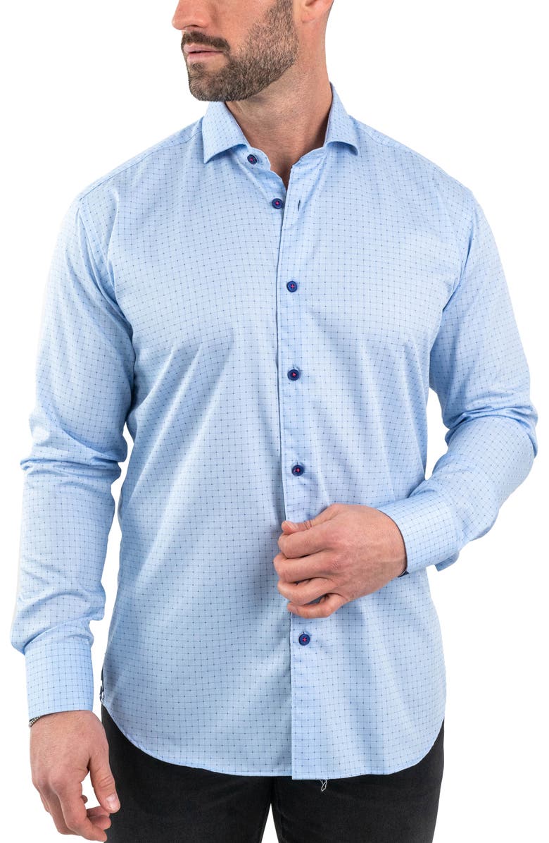 Maceoo Einstein Jacqpointsquare Blue Button-Up Shirt, Alternate, color, Blue