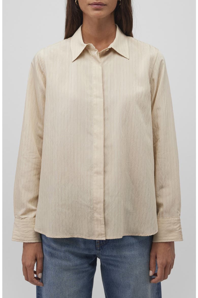 Stripe Poplin Button-Up Shirt, Main, color, COCONUT MILK STRIPE