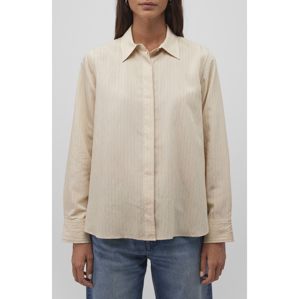 Mavi Jeans Stripe Poplin Button-up Shirt In Coconut Milk Stripe