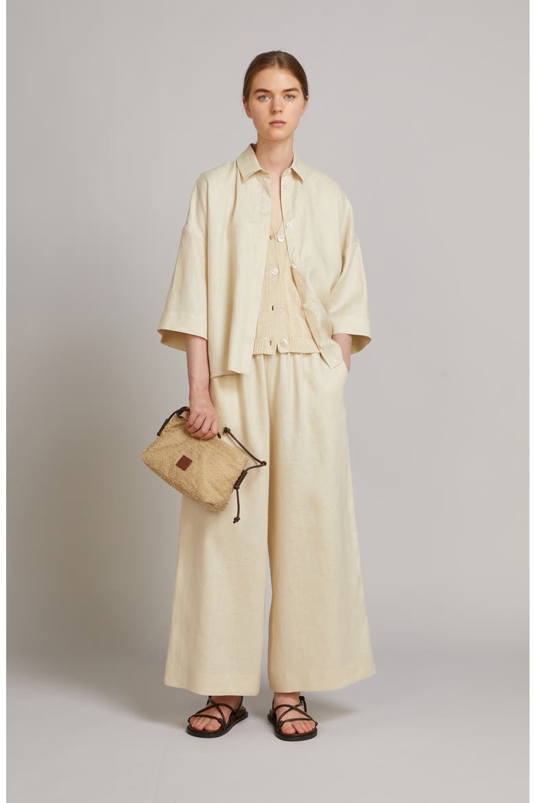Ranghi Rib Linen Vest, Alternate, color, MILK