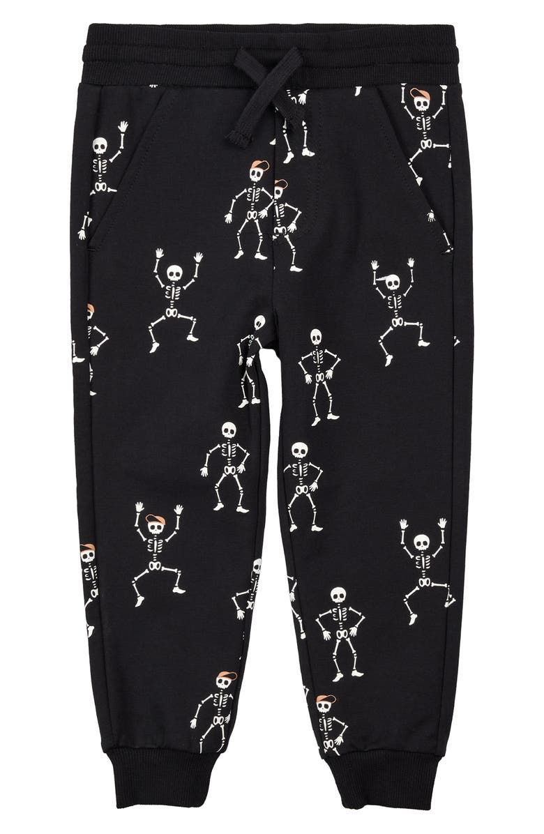 MILES THE LABEL Kids' Skeleton Glow in the Dark Cotton Joggers, Main, color, 