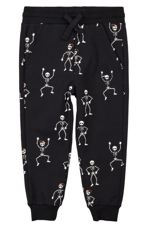 MILES THE LABEL Kids' Skeleton Glow in the Dark Cotton Joggers in Black 