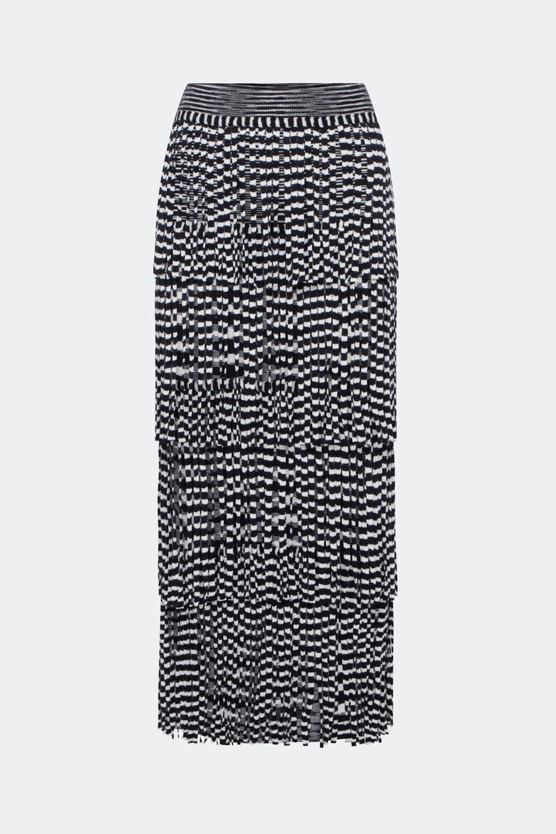 Za Za Knit Fringe Skirt, Main, color, Black/White Space Dye