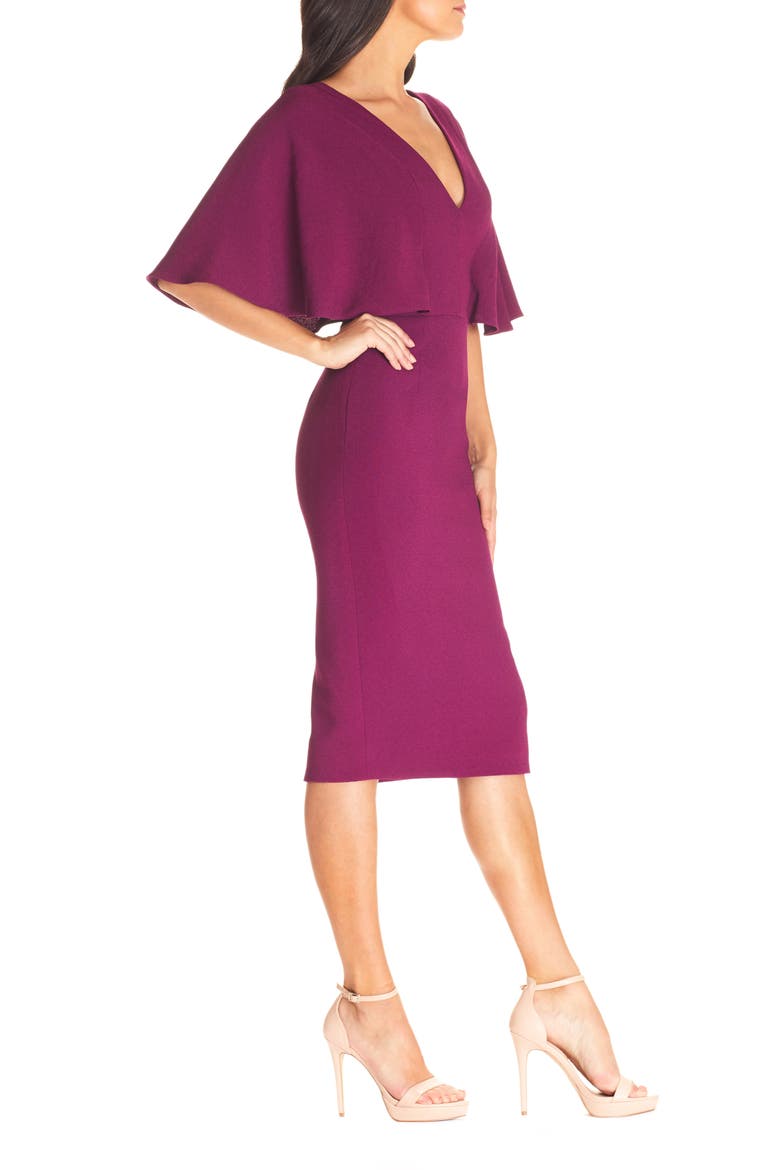 Louisa Butterfly Sleeve Cocktail Dress, Alternate, color, MAGENTA