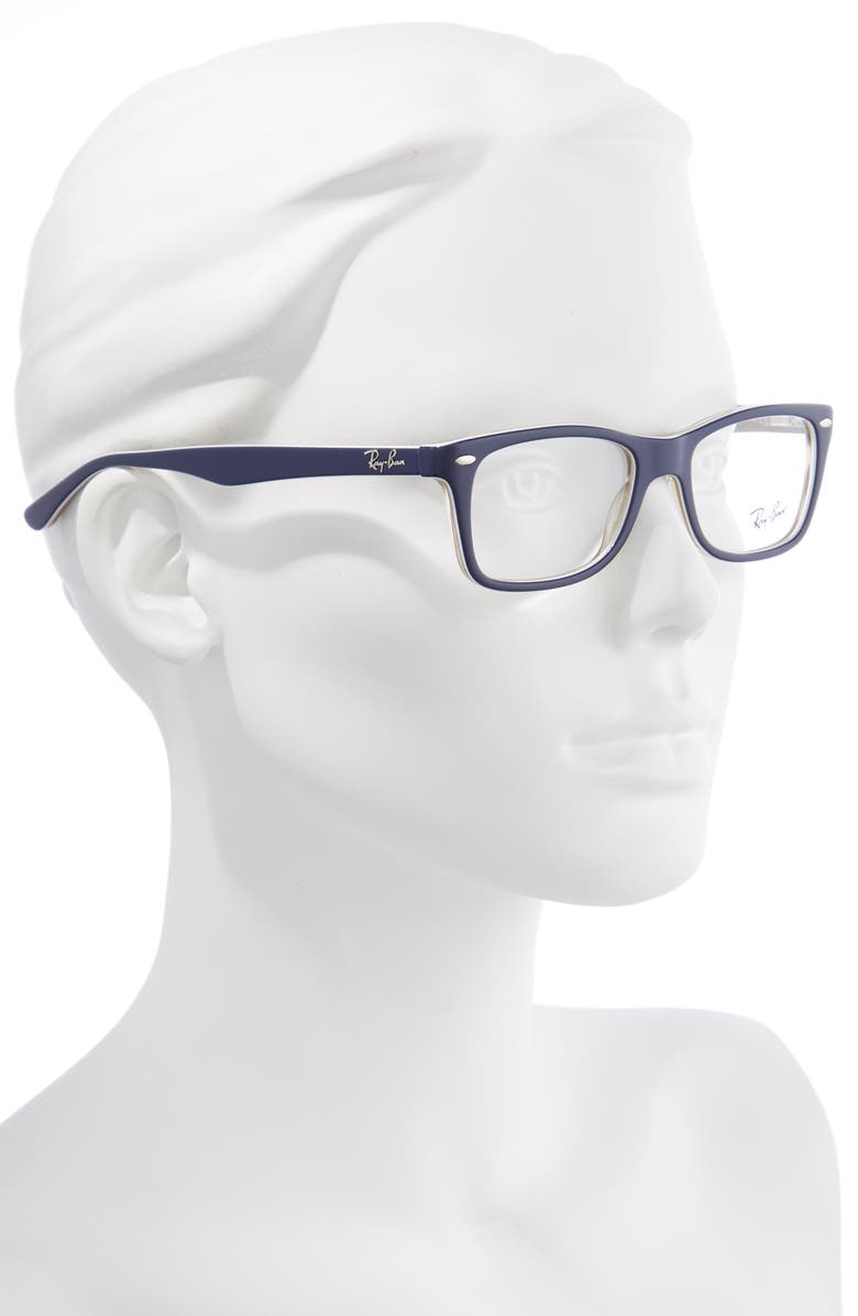 Ray-Ban 50mm Square Optical Glasses, Alternate, color, Blue Brown/ Clear