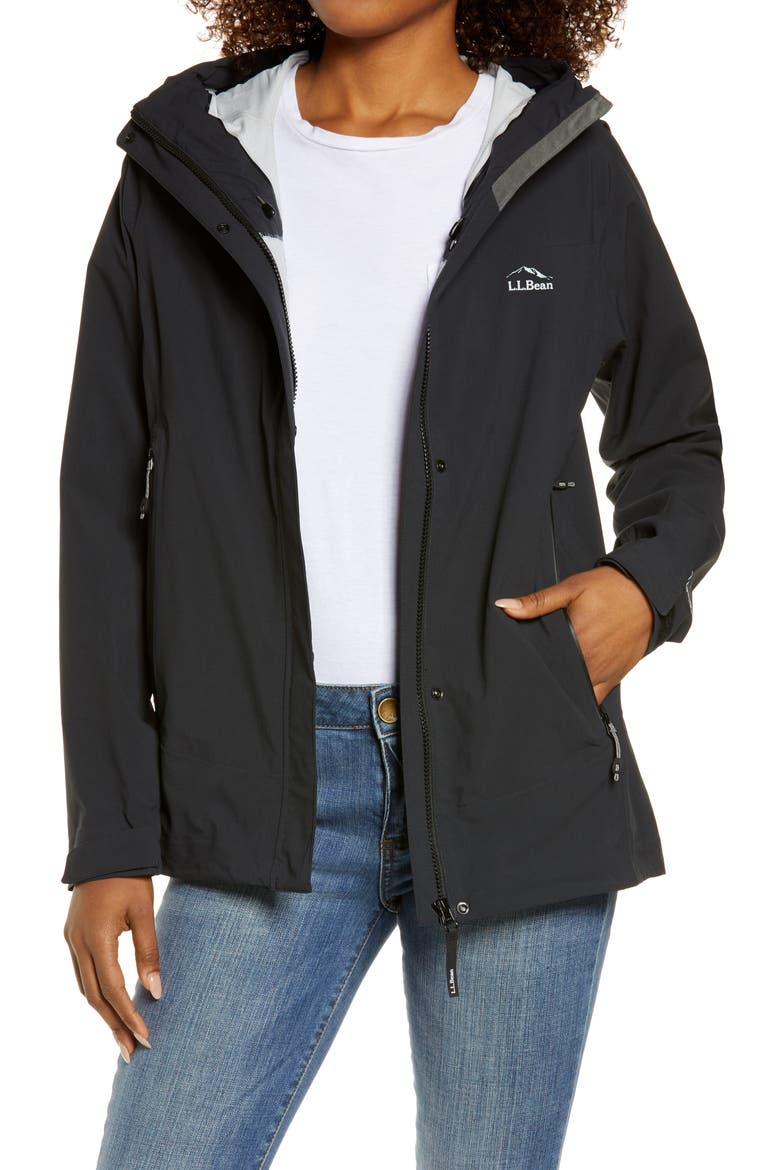Cresta Stretch Waterproof Hooded Rain Jacket, Main, color, BLACK