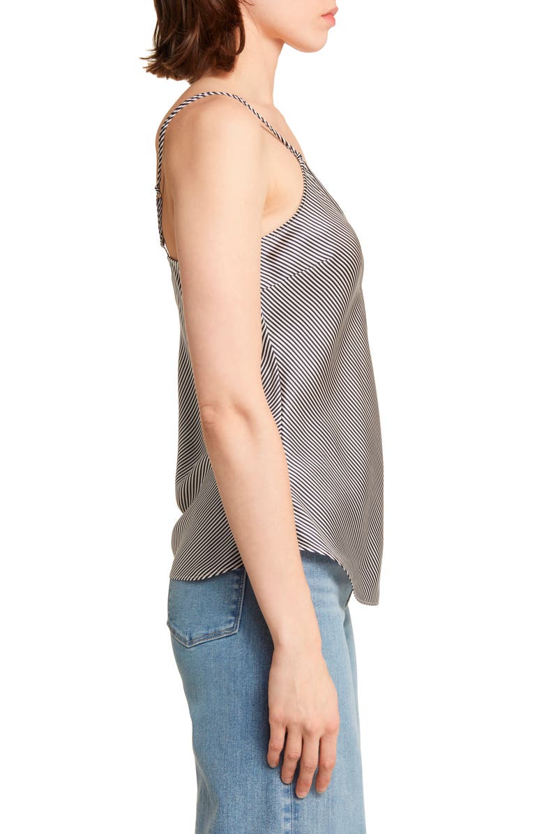 FRAME Stripe V-Neck Silk Camisole, Alternate, color, Dark Navy Multi