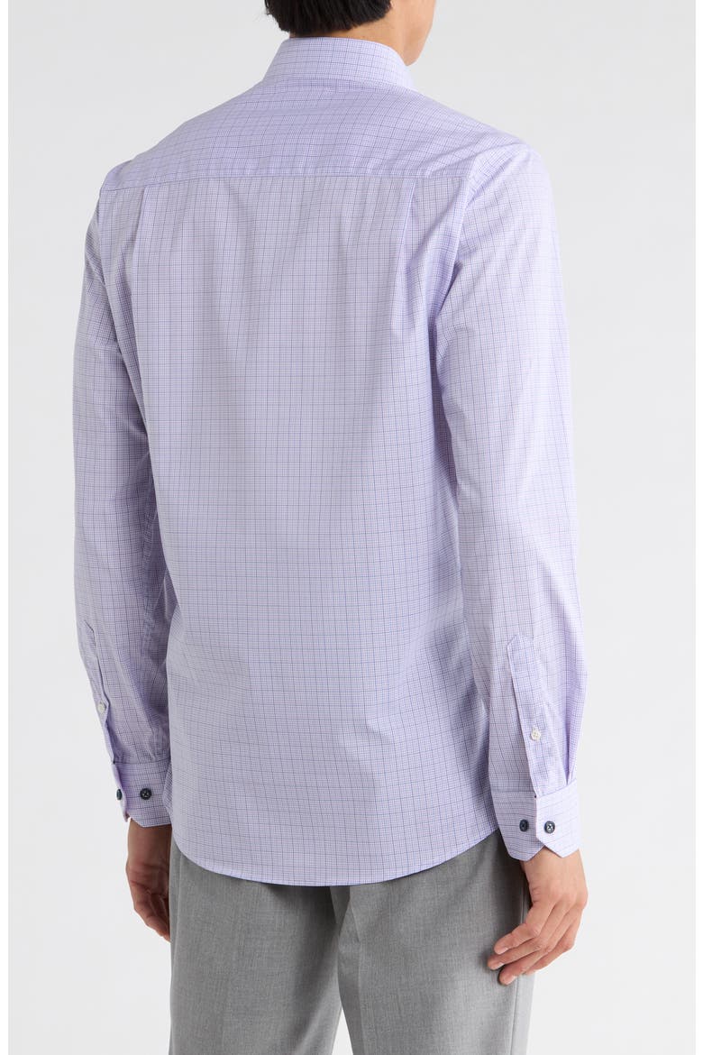 Slim Fit Plaid Stretch Cotton Dress Shirt, Alternate, color, PURPLE