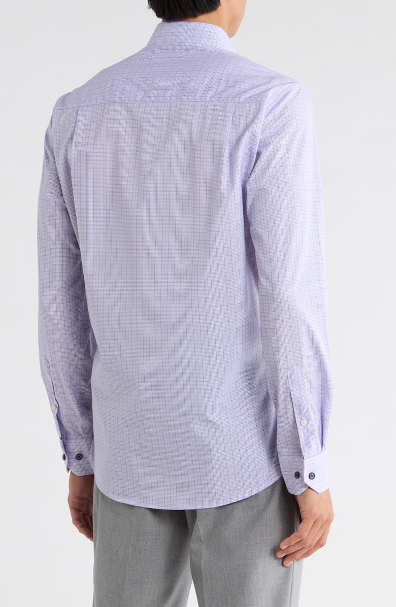 Duchamp Slim Fit Plaid Stretch Cotton Dress Shirt, Alternate, color, Purple