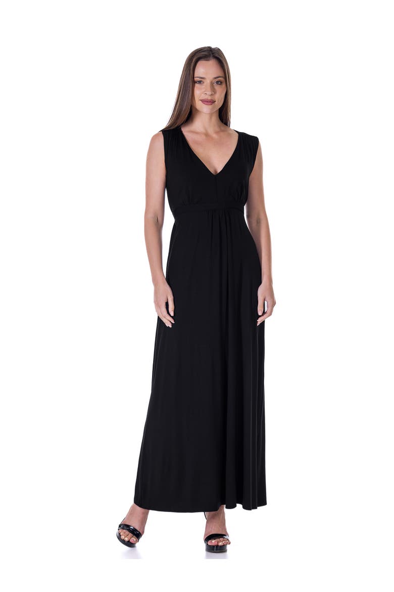 V-Neck Sleeveless Maxi Dress with Belt, Main, color, Black