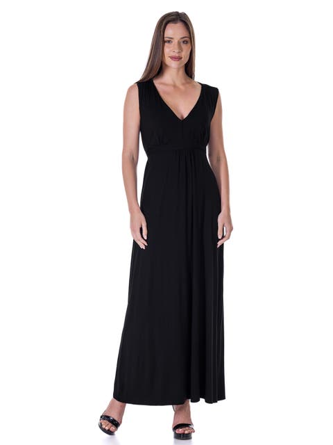 V-Neck Sleeveless Maxi Dress with Belt