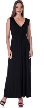 24seven Comfort Apparel V-Neck Sleeveless Maxi Dress with Belt