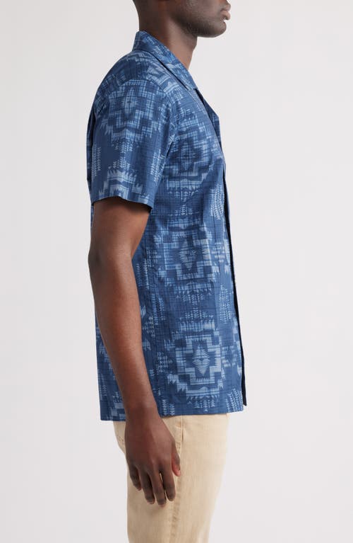 Pendleton Geo Pattern Cotton Camp Shirt In Harding Navy