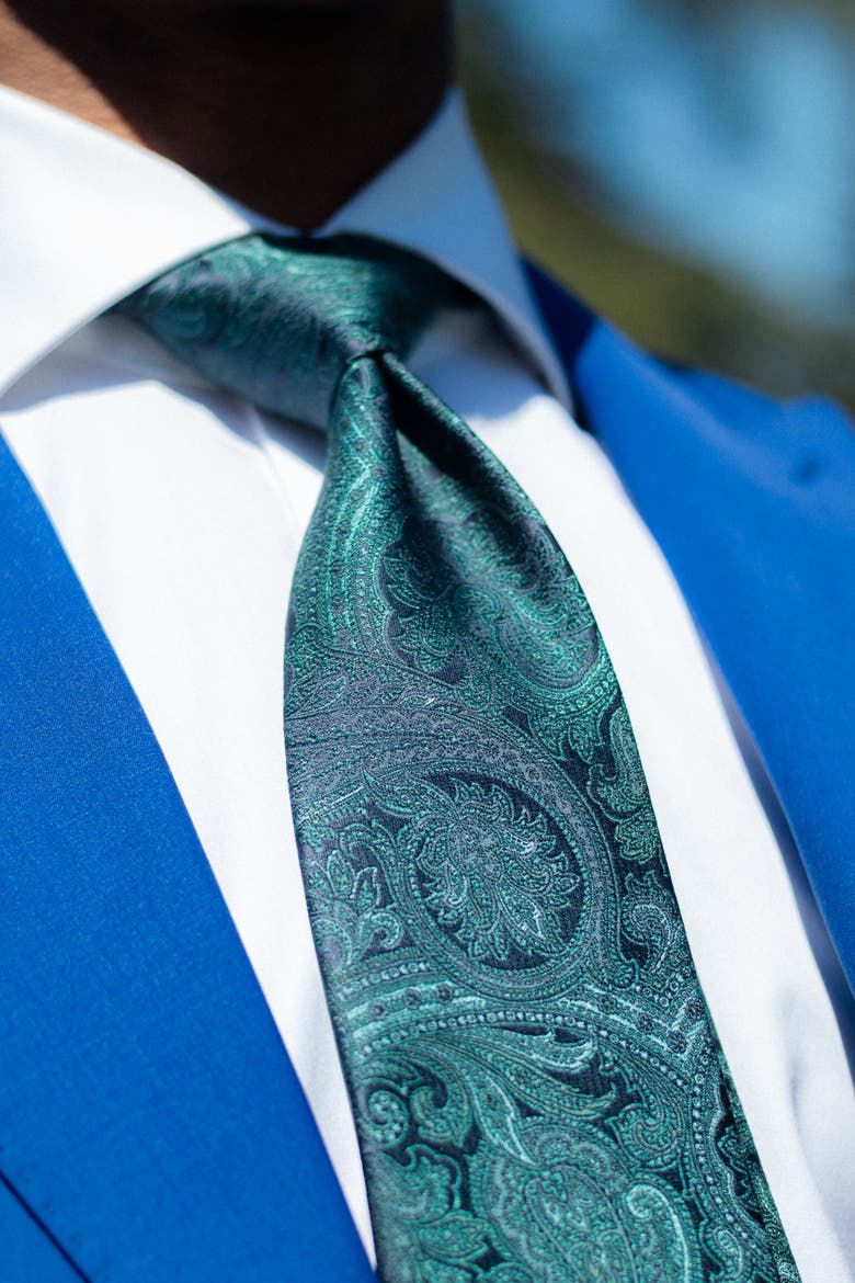 Vienna - Extra Long Silk Jacquard Tie for Men, Alternate, color, Spruce Green