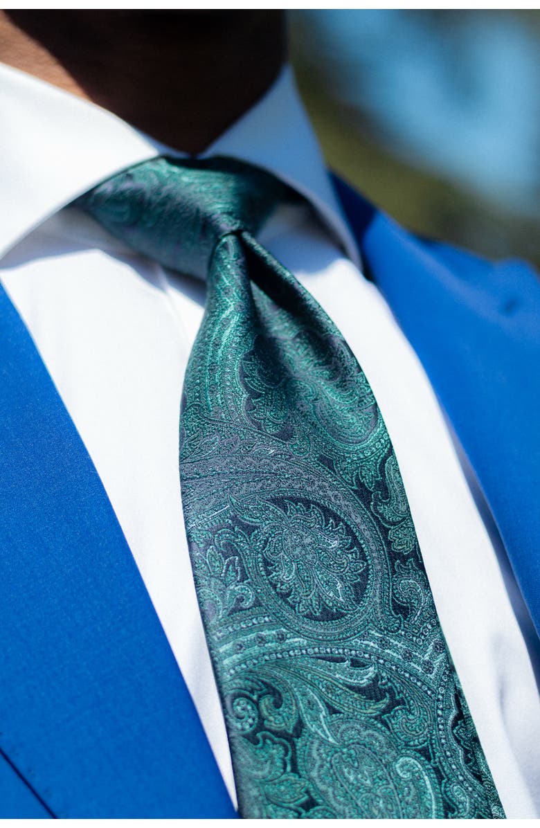 Elizabetta Vienna - Extra Long Silk Jacquard Tie for Men, Alternate, color, Spruce Green