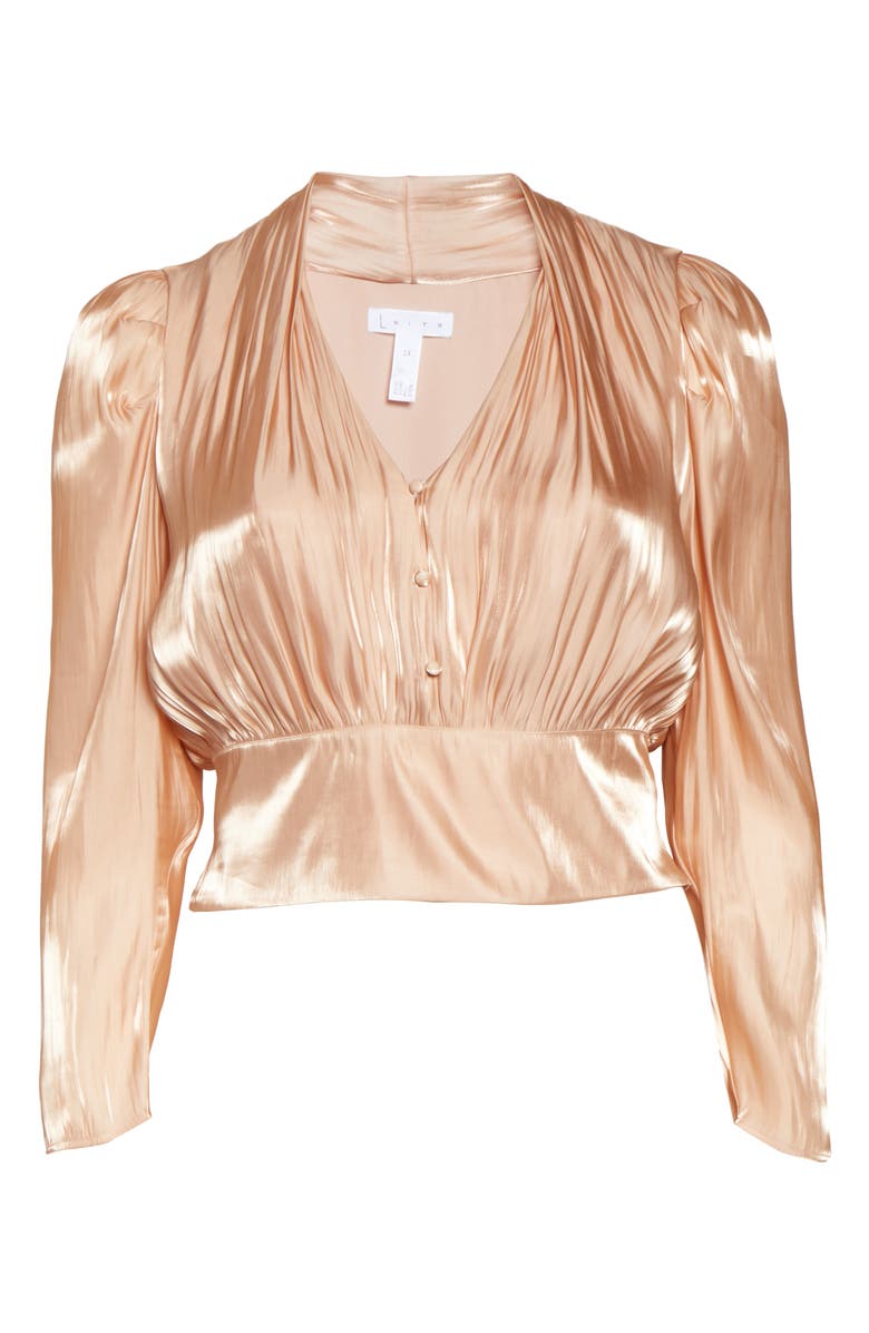 Leith Shine Long Sleeve Button Front Blouse, Alternate, color, 