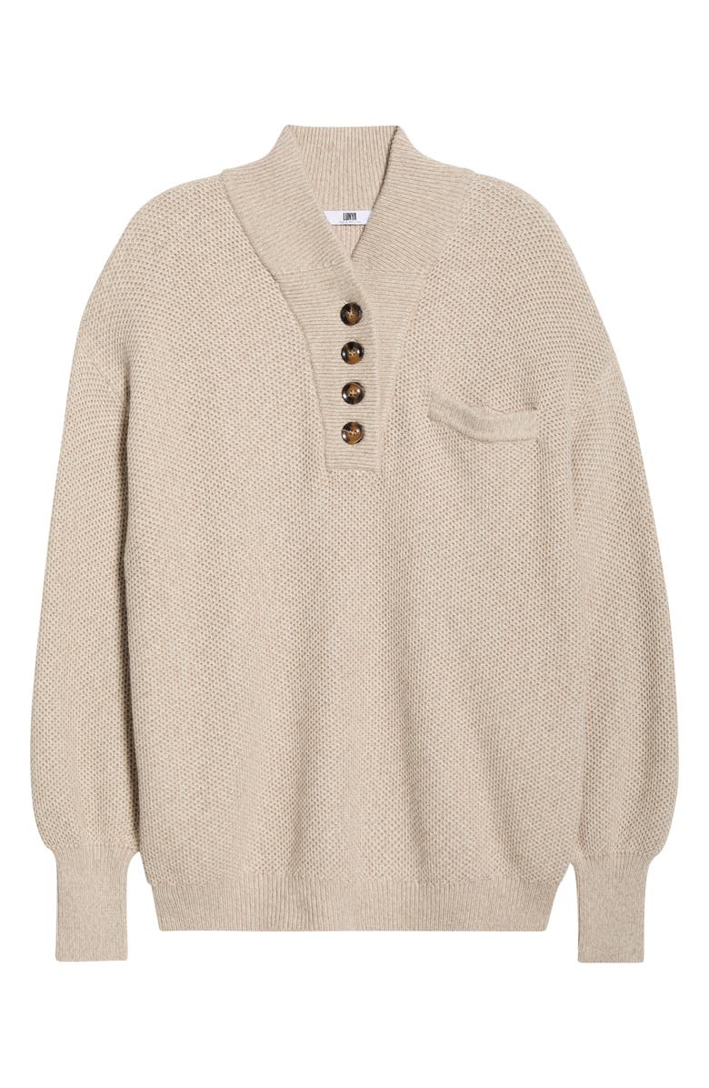 Lunya Cozy Cottonsilk<sup>™</sup> Pocket Henley Sweater, Alternate, color, Oat Marl