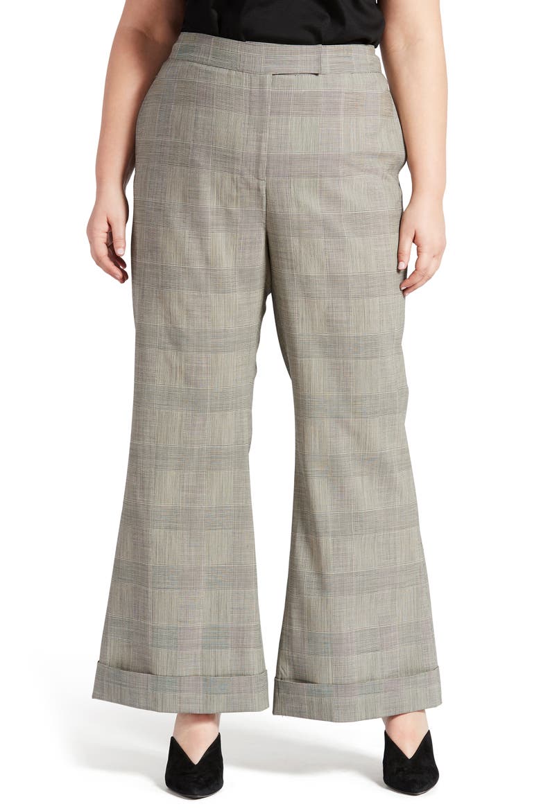 Wool Blend Wide Leg Pants, Main, color, BLACK MULTI